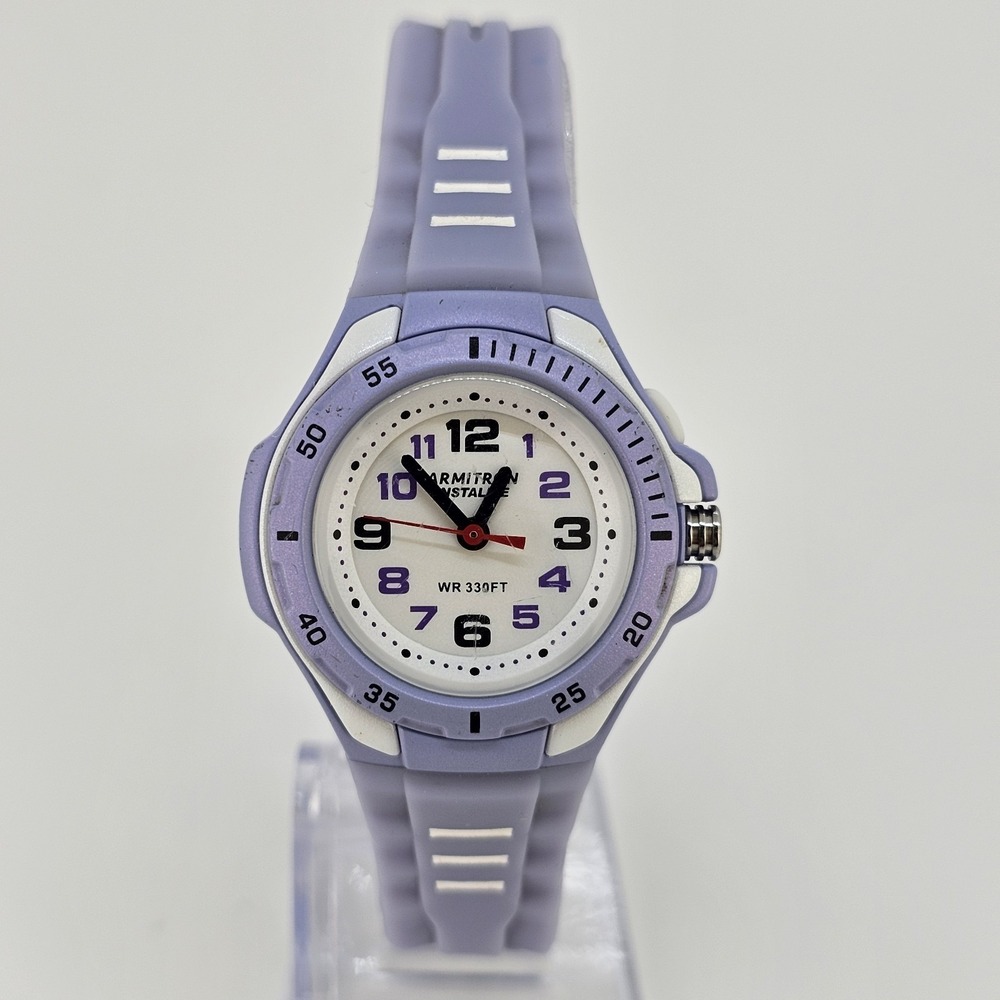 Armitron Sports Women's Watch 32MM White Dial Purple Bands NEW Battery READ
